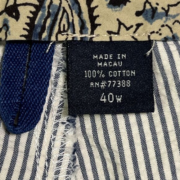 VINTAGE J. Crew Seersucker Shorts Mens 41 TAG 40 Chino Multi Flat Front Preppy - Picture 5 of 13